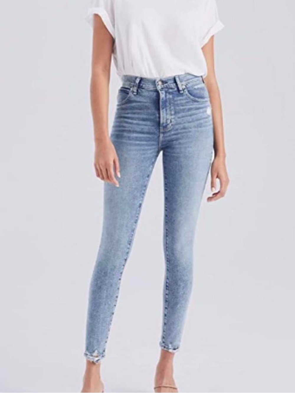 Abercrombie & Fitch Light Blue Skinny Distressed Cropped Jeans